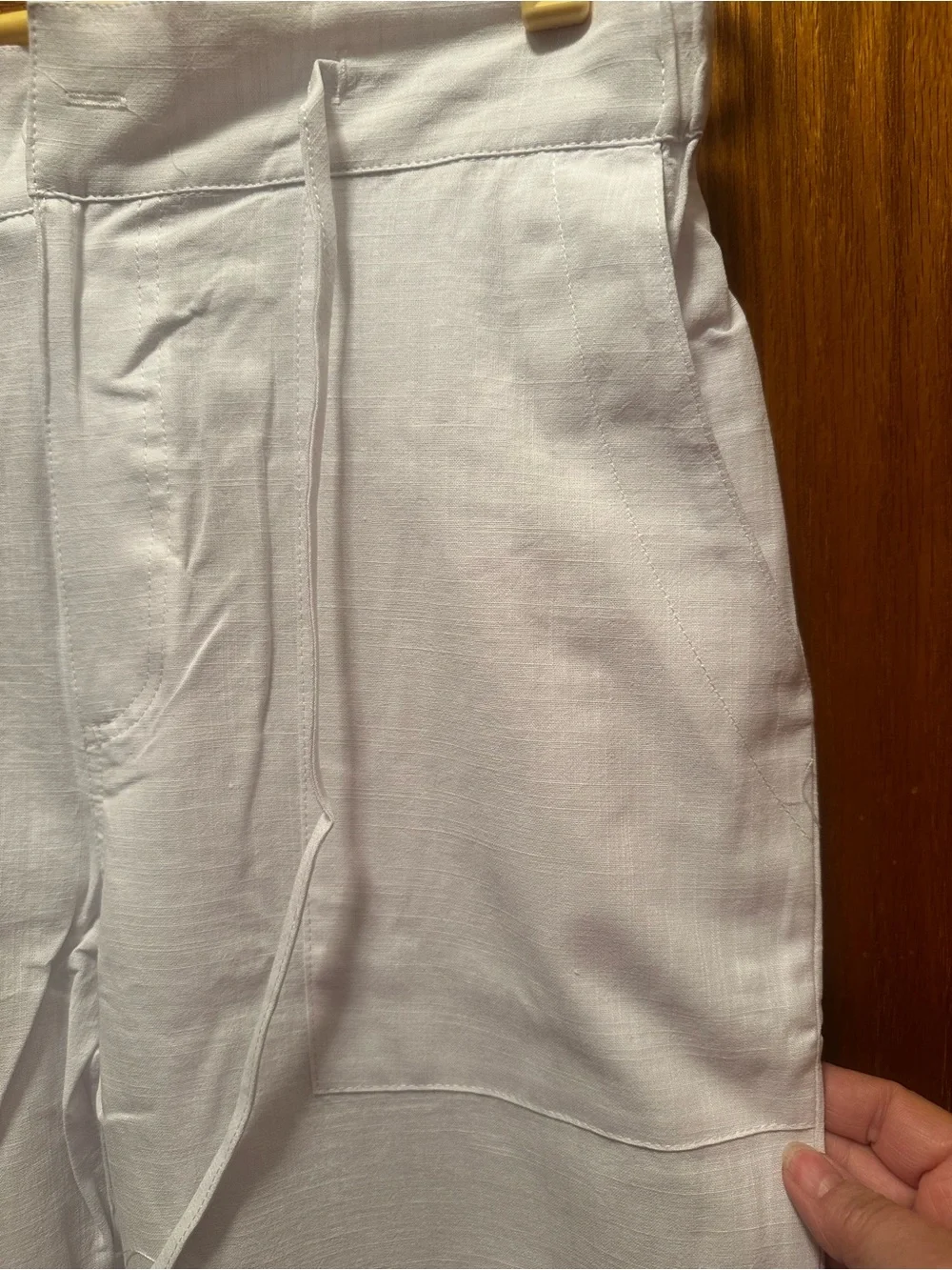 Psalter Men's White Drawstring Linen blend Pants sz.M
